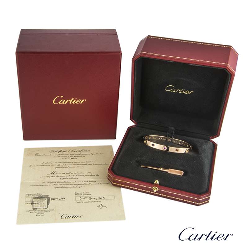 Cartier 18k Rose Gold Coloured Stones Love Bangle B&P B6036517 Cartier 18k Rose Gold Coloured Stones Love Bangle B&P B6036517